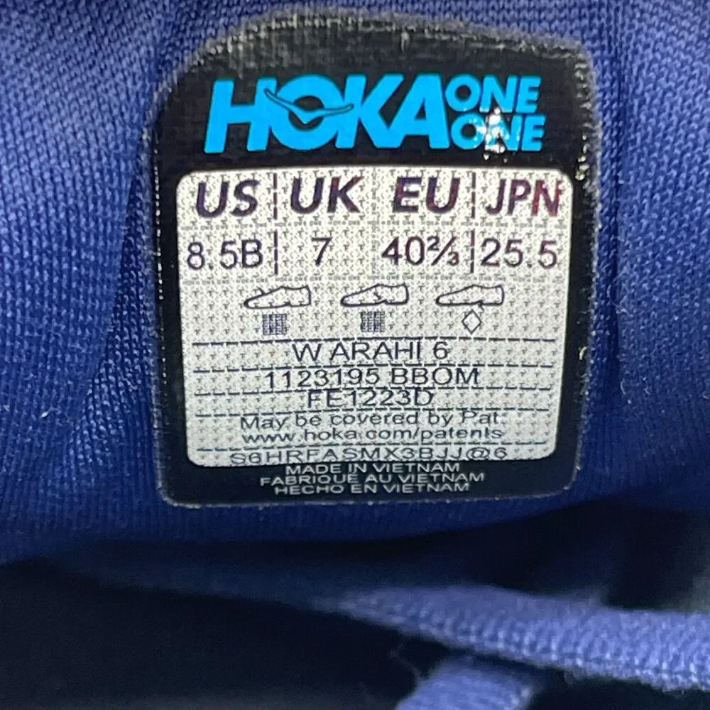 Hoka One One Arahi 6 Shoes Womens Size 8.5 B Blue Running Comfort Walking Gym